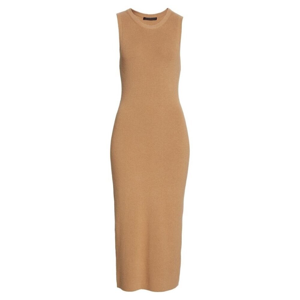 Nwt Jenni Kayne Sleeveless Midi In Camel Cotton & Cashmere Blend Sweater Dress L